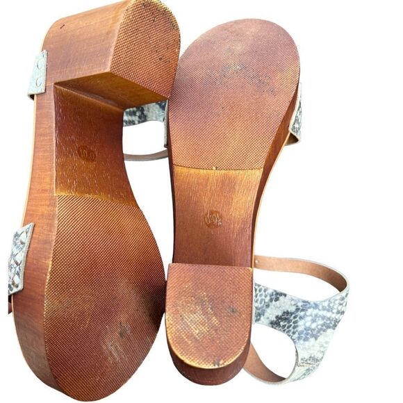 Steve Madden Luna Natural Snake Wooden Platform white Chunky Heel Sandals sz 10 - Picture 7 of 11